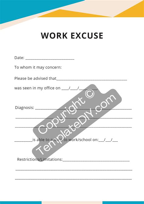 Printable Work Excuse Template