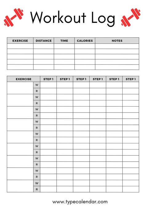 printable workout template