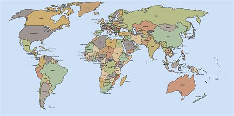 Printable world map for educational and personal use