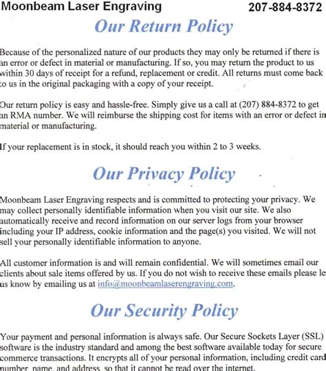 Printify Return Policy Template Example