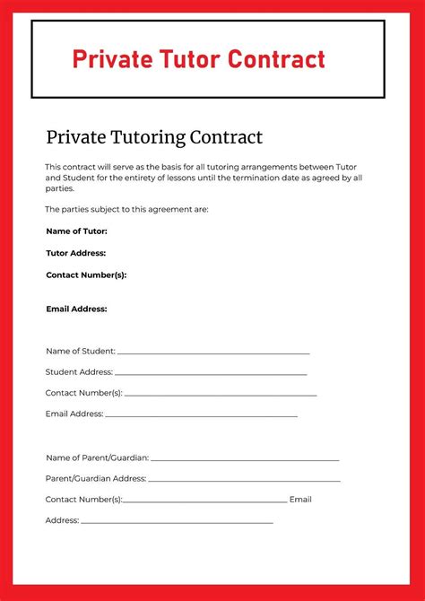 Private Tutoring Contract Template