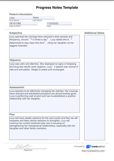 Progress Note Template Example