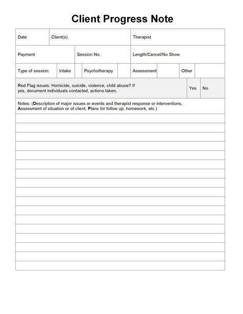 Progress Note Template Word