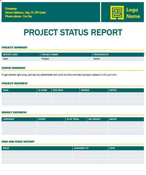 Project Progress Report Excel Template Benefits