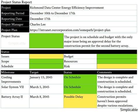 Project Status Report Example 8