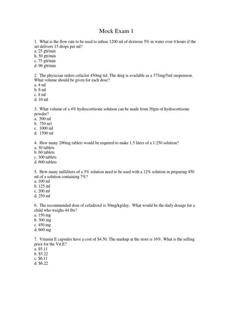 PTCB practice test printable