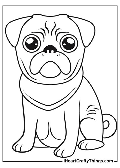 Pug coloring pages for adults and children