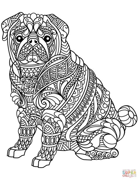 Pug coloring pages with patterns