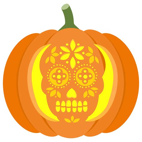 Pumpkin Sugar Skull Template Design