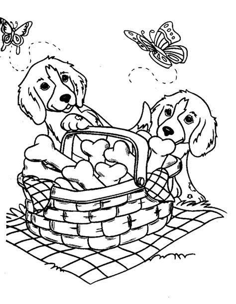 Puppies at play coloring page