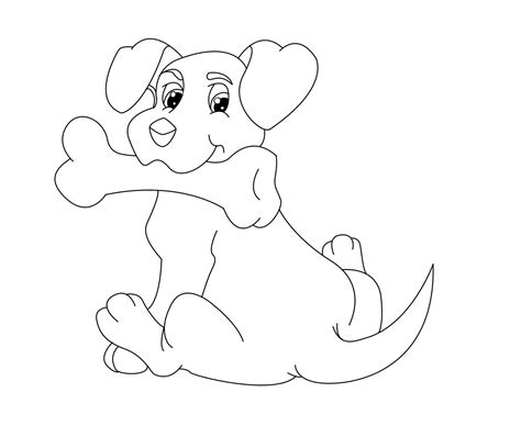 Puppy and bone coloring page