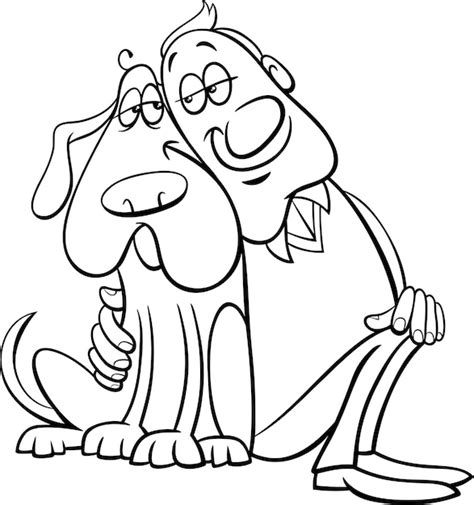 Puppy and owner coloring page