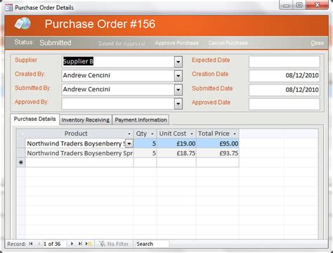 Purchase Order Database Template Benefits