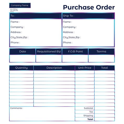 Purchase Order Form Template