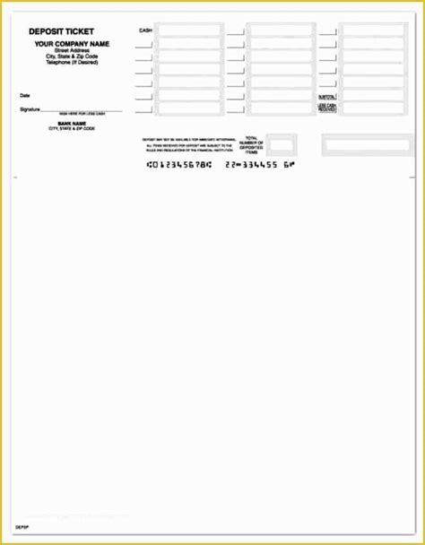 QuickBooks Deposit Slip Template Format