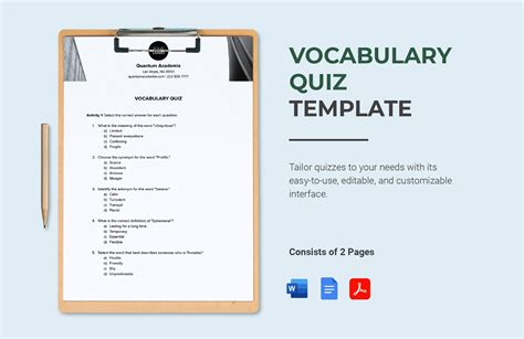 Description of Quiz Template 1