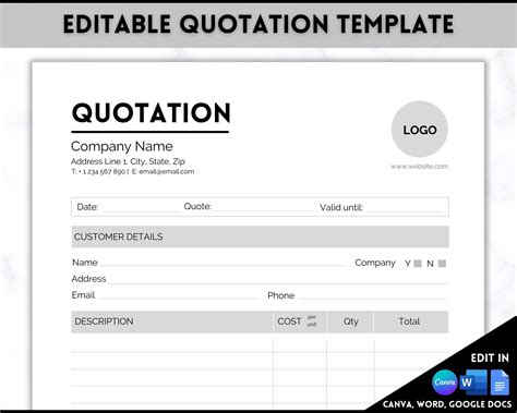 Quote Template for Products