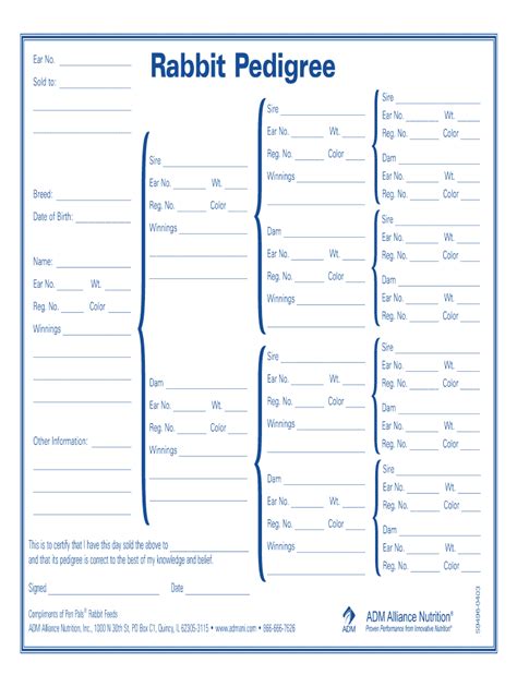 Rabbit Pedigree Template