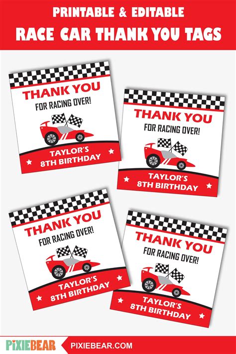 Racing Car Tags