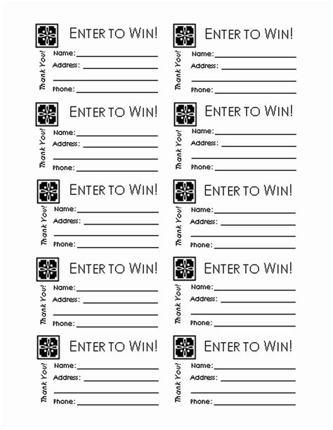 Raffle Entry Form Design