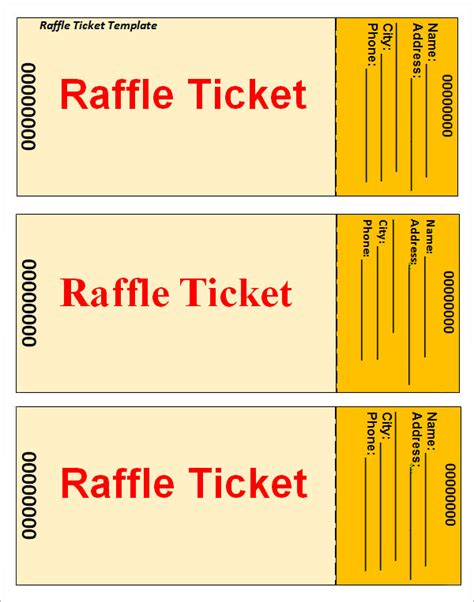 Example of a Raffle Ticket Template