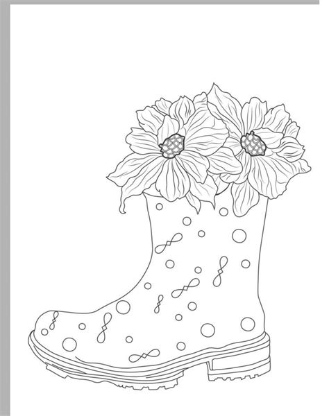 Rain Boots Coloring Pages with Floral Designs