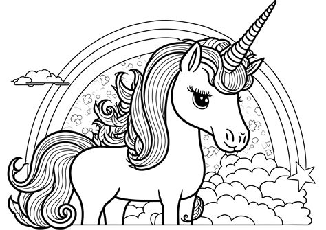 Rainbow unicorn coloring page