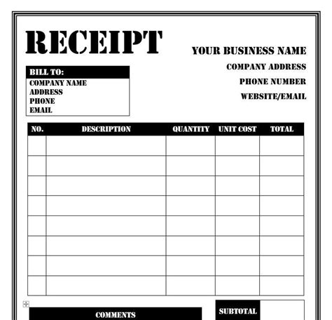 Receipt Template Example