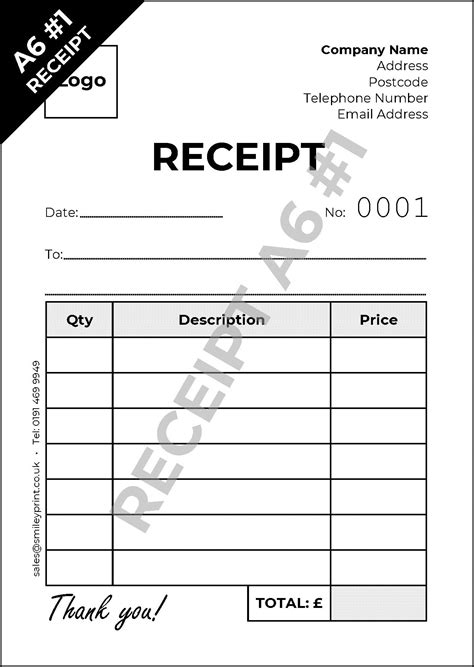 Free receipt templates for business