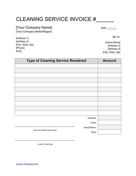 Recurring Cleaning Invoice Template