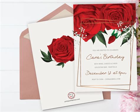 Red Rose Party Invitation