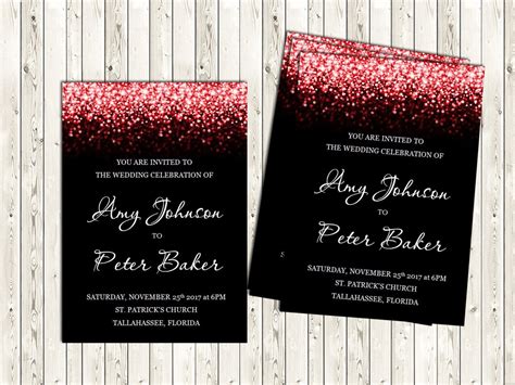 Red Wedding Invitation with Glitter