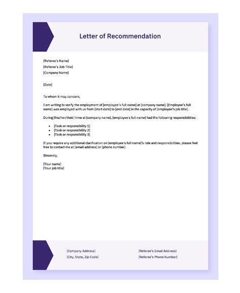 Reference Letter Templates Samples