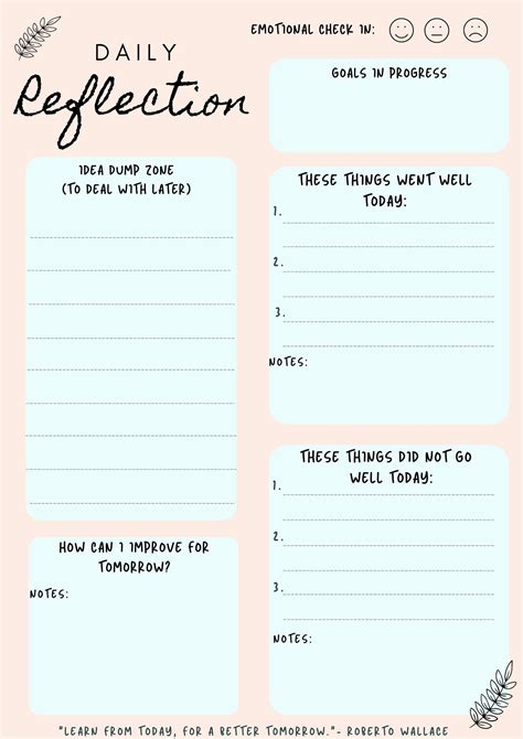 Reflection Diary Template