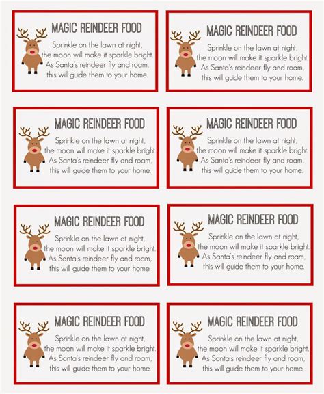 Reindeer Food Labels Designs Free