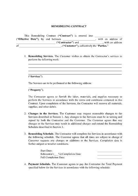 Remodeling Contract Template with Payment Schedule