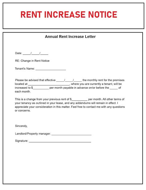 Rent Increase Form