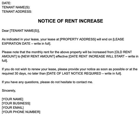 Key Components of a Rent Increase Letter