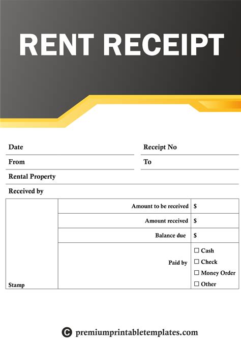 rent receipt template image