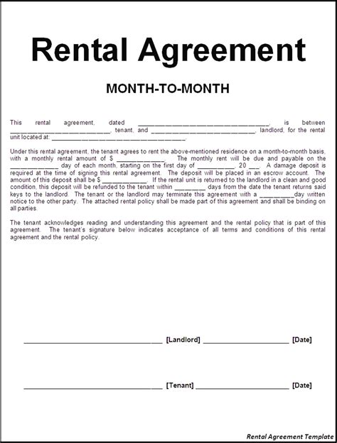 Rental agreement terms