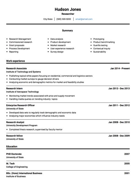 Example of a Research CV