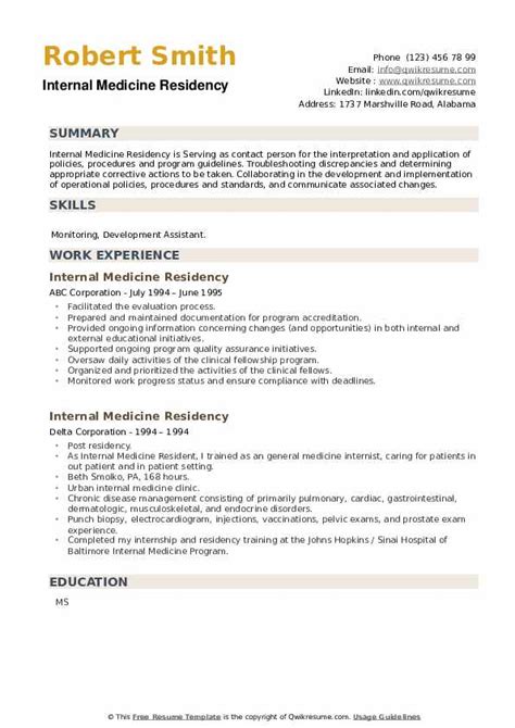 Residency Research Template Examples