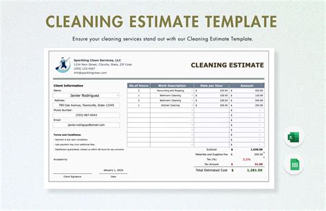 Residential Cleaning Estimate Template Layout