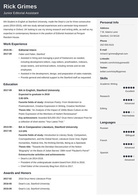 Example of a Resume with Relevant Sections