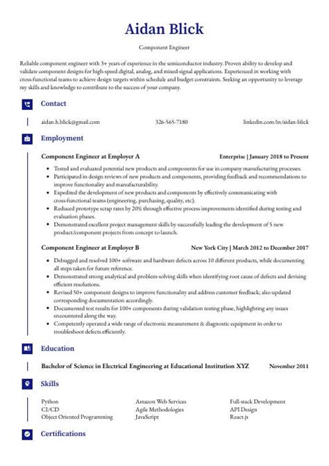 Resume Template Components