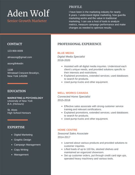 Resume Template Font