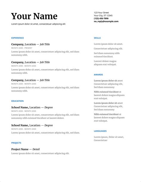 Resume Template for Word 2003