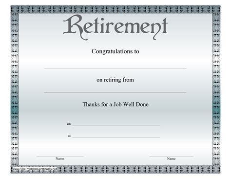 Retirement Certificate Templates