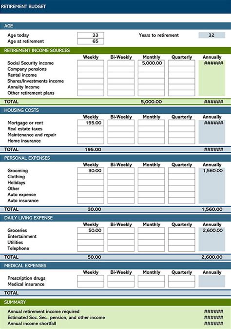 Retirement Planning Templates