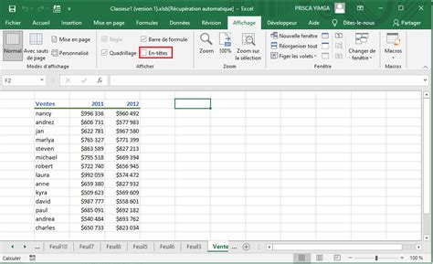 Retirer le quadrillage de toute la feuille de calcul